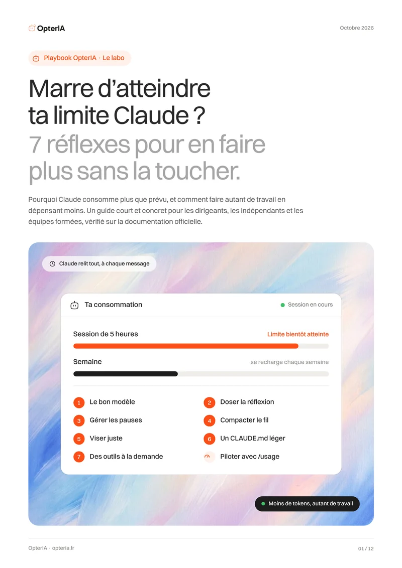 Couverture du playbook : Marre d’atteindre ta limite Claude ?